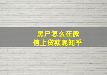 黑户怎么在微信上贷款呢知乎