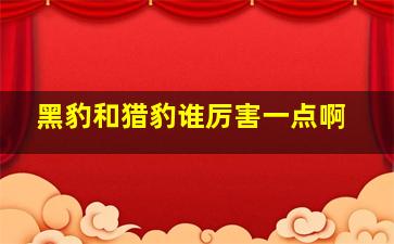 黑豹和猎豹谁厉害一点啊