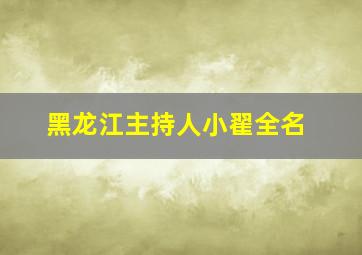 黑龙江主持人小翟全名