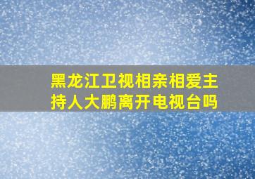 黑龙江卫视相亲相爱主持人大鹏离开电视台吗