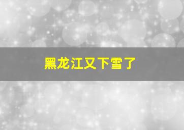 黑龙江又下雪了