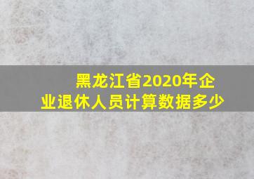 黑龙江省2020年企业退休人员计算数据多少