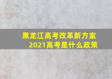 黑龙江高考改革新方案2021高考是什么政策