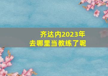 齐达内2023年去哪里当教练了呢