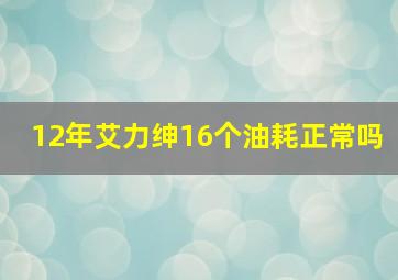 12年艾力绅16个油耗正常吗