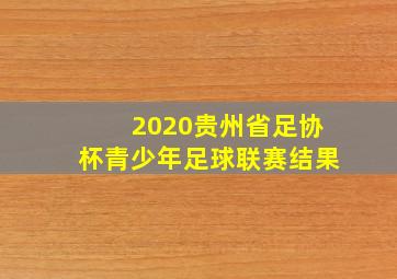 2020贵州省足协杯青少年足球联赛结果