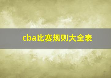 cba比赛规则大全表