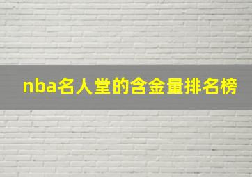 nba名人堂的含金量排名榜