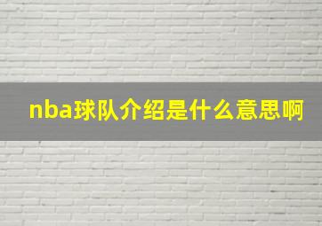 nba球队介绍是什么意思啊