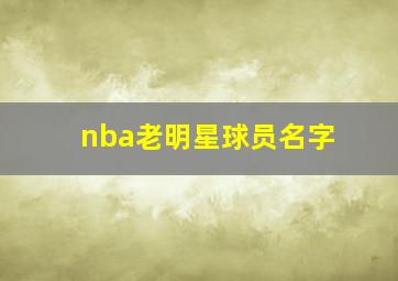 nba老明星球员名字