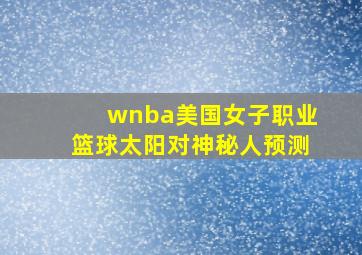 wnba美国女子职业篮球太阳对神秘人预测