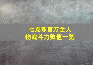 七龙珠官方全人物战斗力数值一览