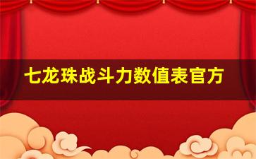 七龙珠战斗力数值表官方