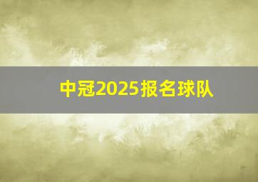 中冠2025报名球队