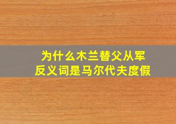 为什么木兰替父从军反义词是马尔代夫度假