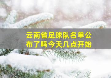 云南省足球队名单公布了吗今天几点开始