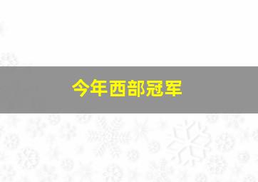 今年西部冠军