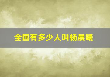 全国有多少人叫杨晨曦