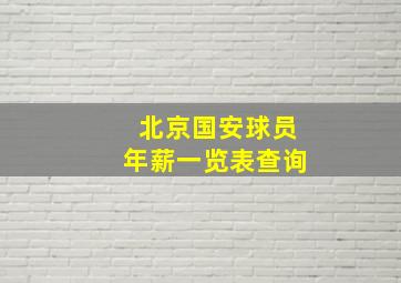 北京国安球员年薪一览表查询