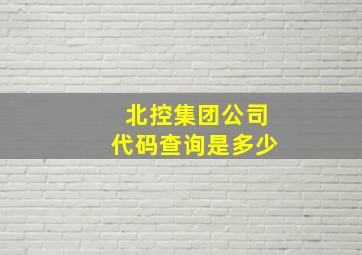 北控集团公司代码查询是多少