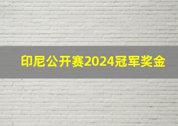 印尼公开赛2024冠军奖金