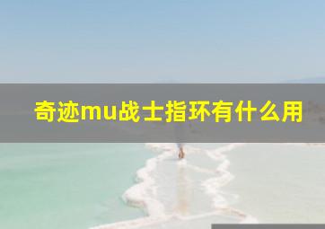 奇迹mu战士指环有什么用