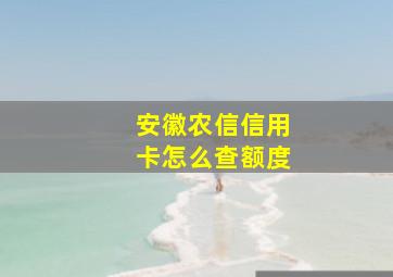 安徽农信信用卡怎么查额度