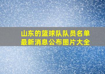 山东的篮球队队员名单最新消息公布图片大全