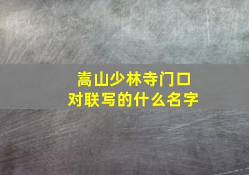 嵩山少林寺门口对联写的什么名字