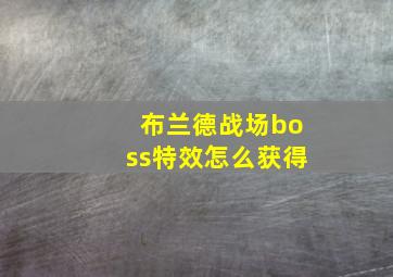 布兰德战场boss特效怎么获得