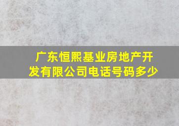 广东恒熙基业房地产开发有限公司电话号码多少