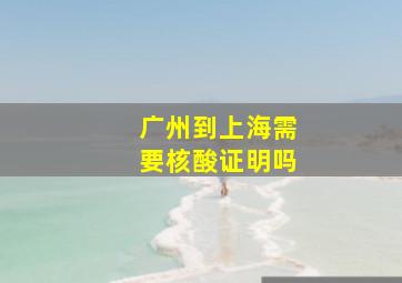 广州到上海需要核酸证明吗