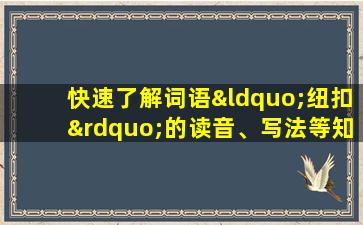 快速了解词语“纽扣”的读音、写法等知识点