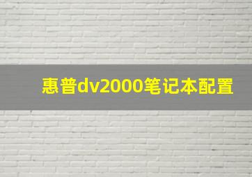 惠普dv2000笔记本配置