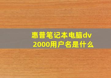 惠普笔记本电脑dv2000用户名是什么