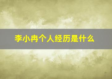 李小冉个人经历是什么