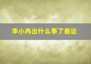 李小冉出什么事了最近