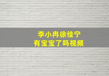 李小冉徐佳宁有宝宝了吗视频