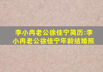 李小冉老公徐佳宁简历:李小冉老公徐佳宁年龄结婚照