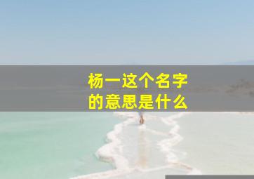 杨一这个名字的意思是什么