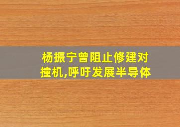 杨振宁曾阻止修建对撞机,呼吁发展半导体