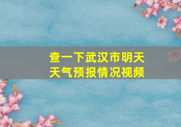 查一下武汉市明天天气预报情况视频