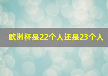 欧洲杯是22个人还是23个人