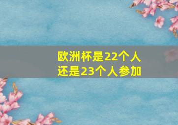 欧洲杯是22个人还是23个人参加