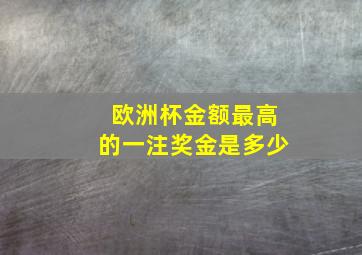 欧洲杯金额最高的一注奖金是多少