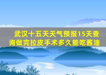 武汉十五天天气预报15天查询做完拉皮手术多久能吃酱油