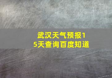 武汉天气预报15天查询百度知道