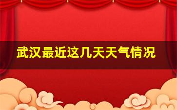 武汉最近这几天天气情况