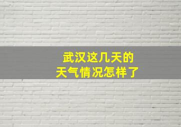 武汉这几天的天气情况怎样了