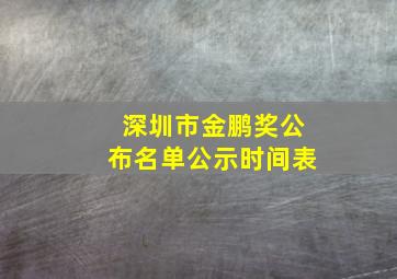 深圳市金鹏奖公布名单公示时间表